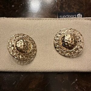 Gold over silver hammered effect pierced earrings